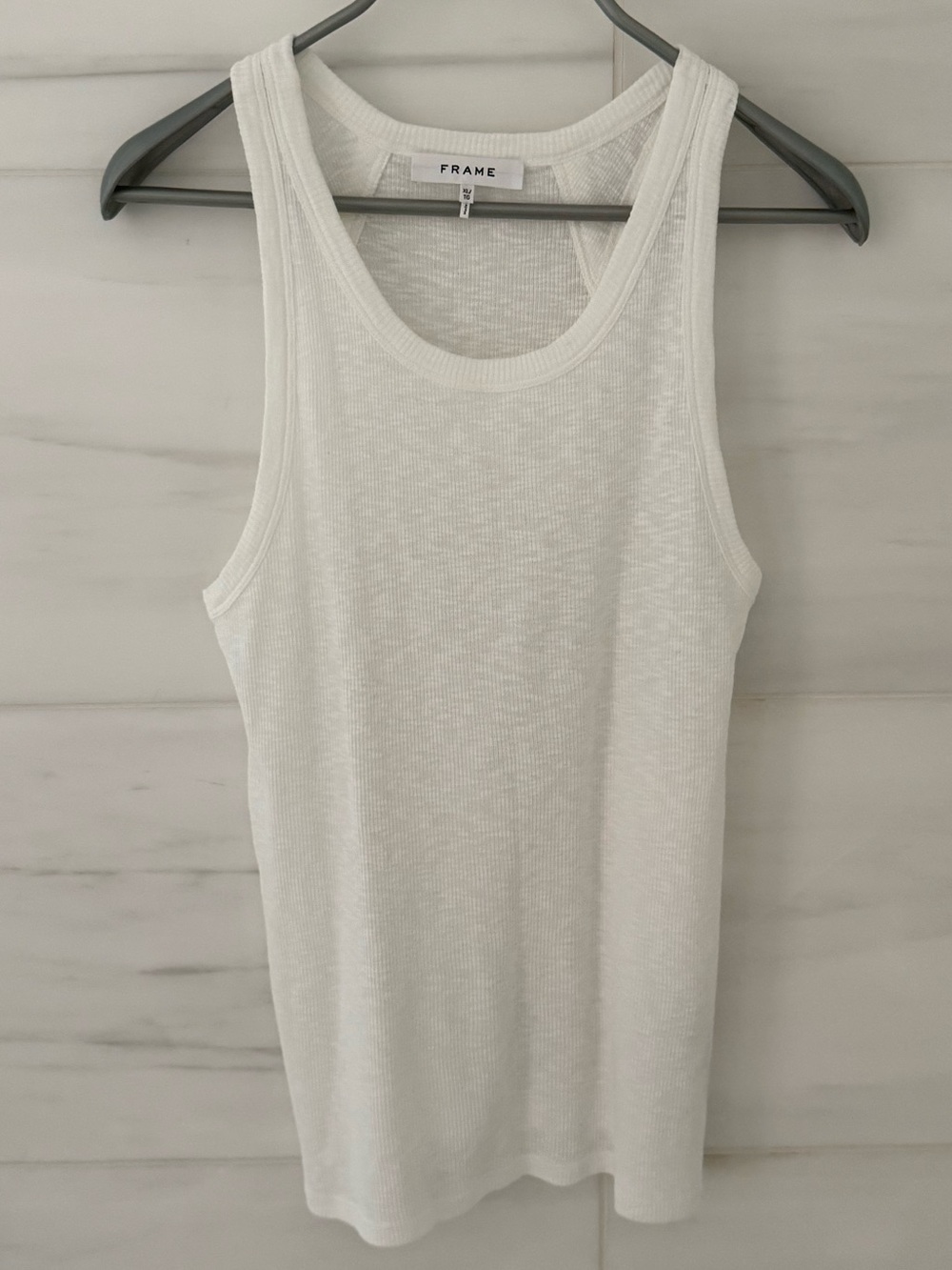 Frame Denim White Ribbed Tank Top